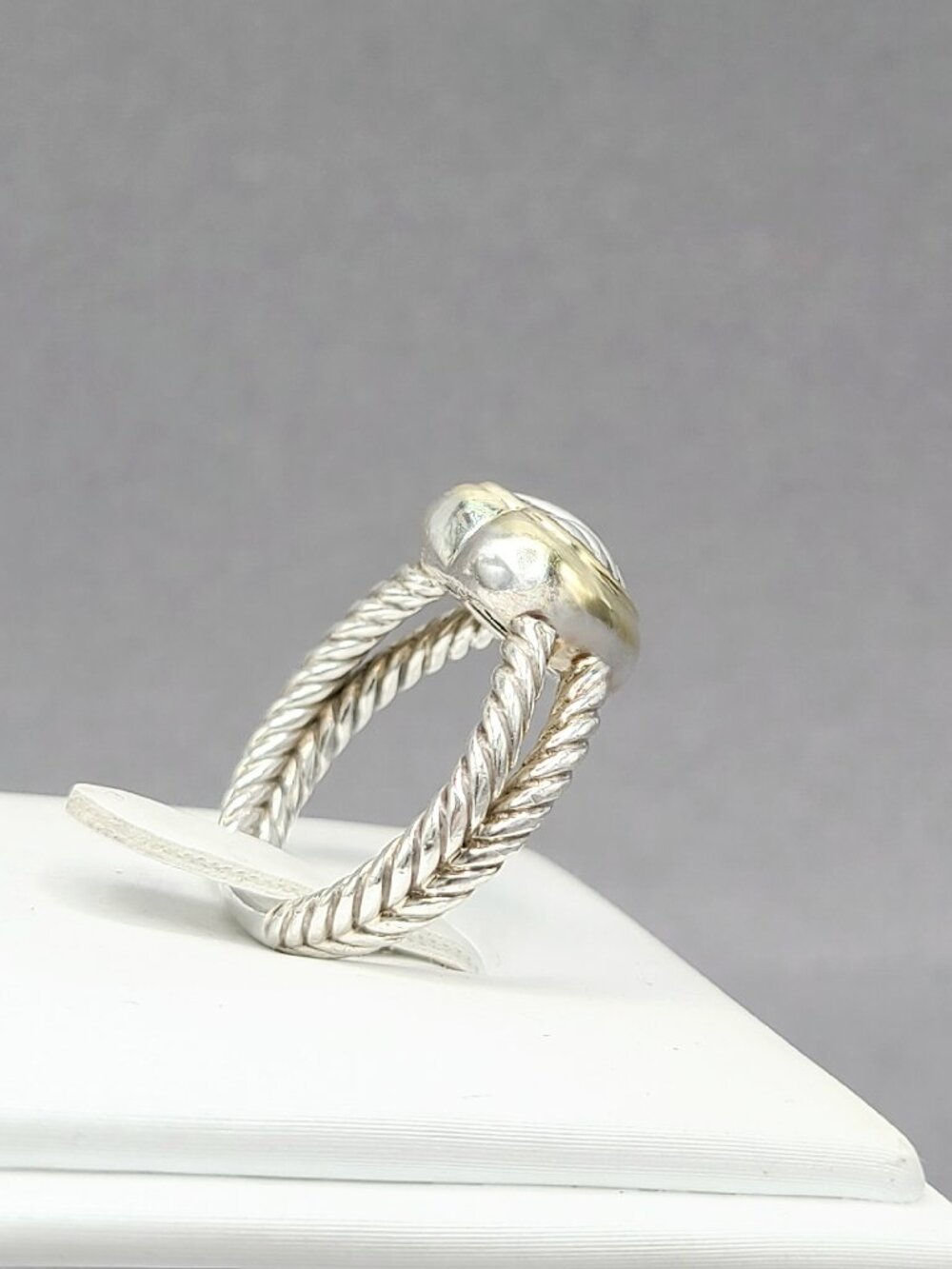 David Yurman Classic Cable Sculpted Heart Ring w/ 18K Yellow Gold - Sz 7 - RARE - Picture 6 of 12